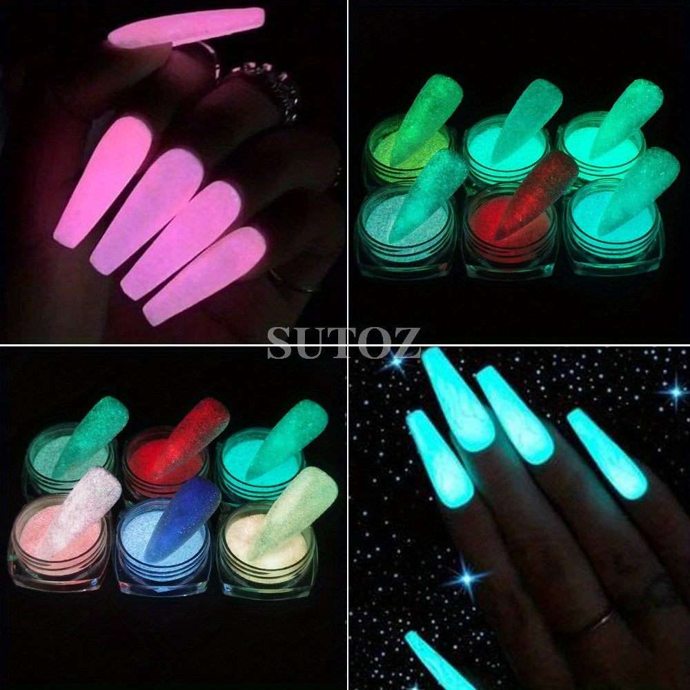 Glittery Rainbow Candy Nail Glitter Set - Ultra-Fine, Luminous Sugar Effect for Stunning Nail Art, Fragrance-Free, Ideal for Hands & Feet, Round Shape, Perfect for DIY Manicures, Nail Art Accessories